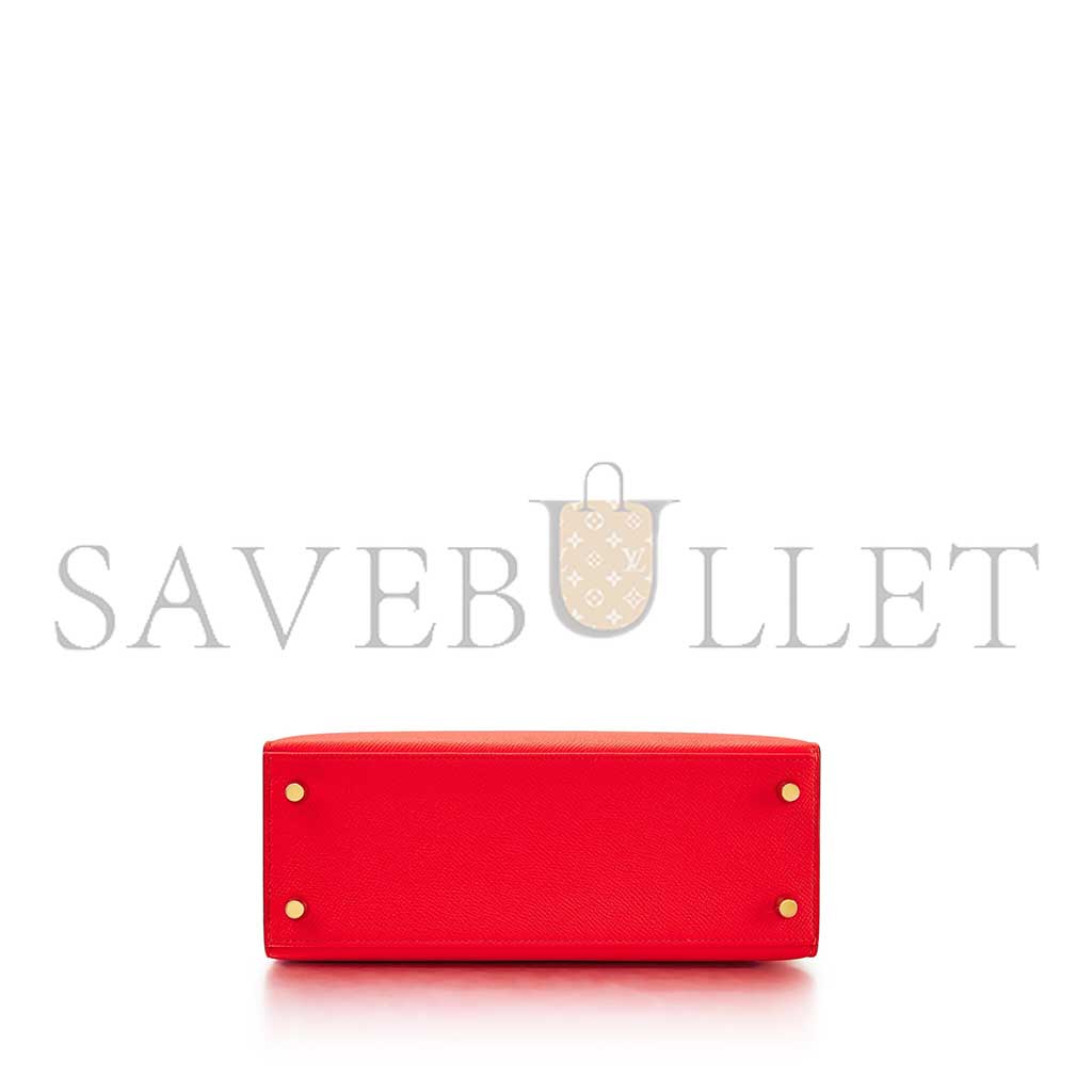 HERMÈS ROUGE DE COEUR EPSOM KELLY 25 SELLIER GOLD HARDWARE (25*17*7cm)